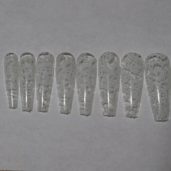 Black and White Lace- press on nail set - Picture 7 of 10